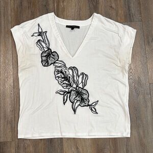 White House Black Market Graphic Cap Sleeve T-Shirt